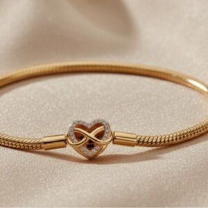 Elegant Gold Infinity Heart Bracelet